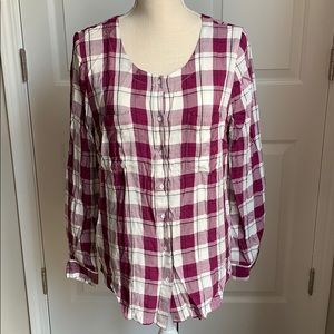 Long sleeve plaid top/tunic size L